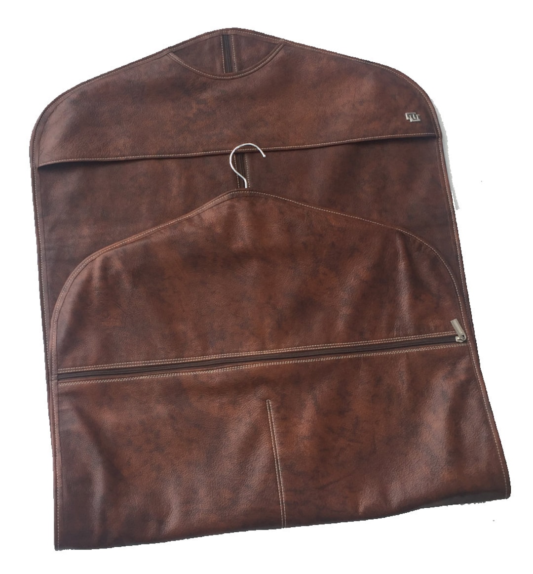 Leather Suit Carrier / Leather Garment Bag Brown / Travel Garment Bag