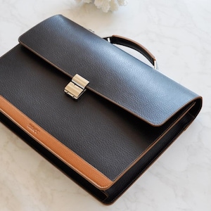 Brown Leather Briefcase: Handmade Italian Calfskin Lawyers Bag