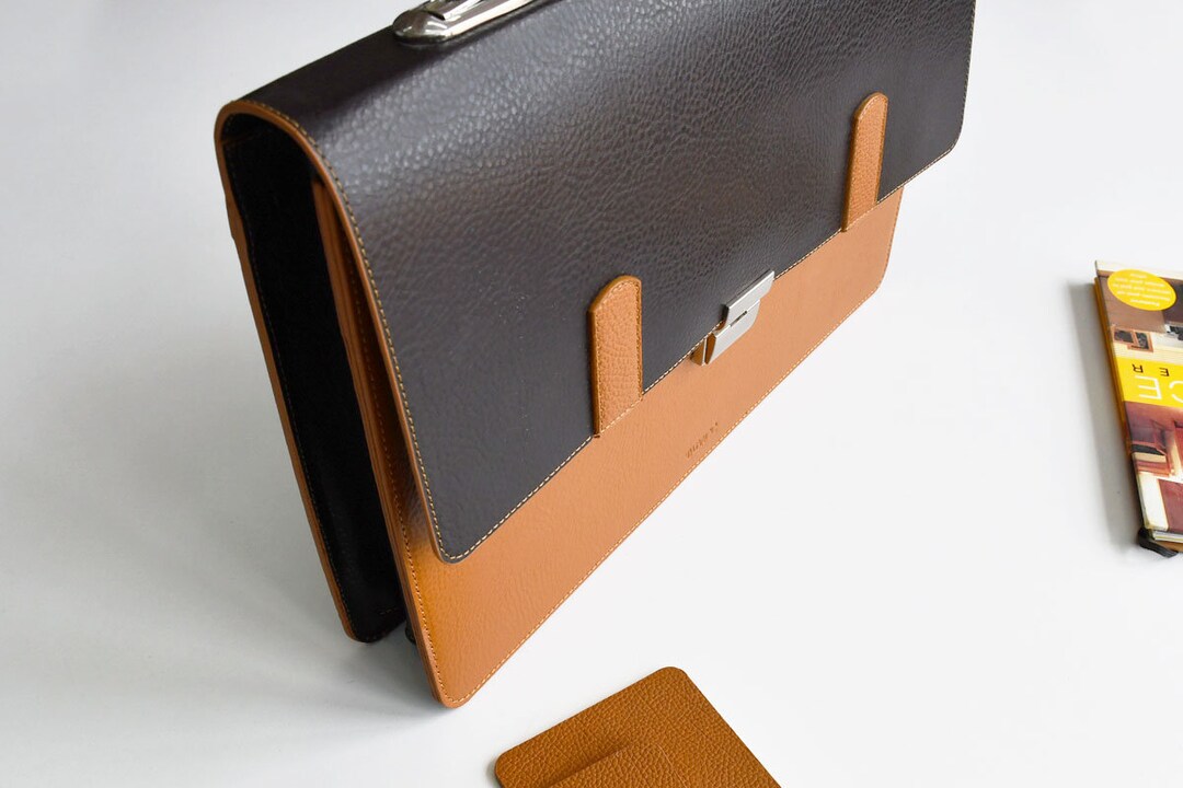 Leather Briefcase Men and Women CAMEL Brown Leather Satchel Etsy