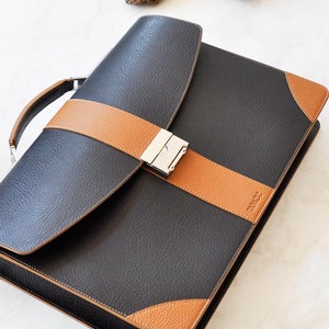 Brown Leather Briefcase: Handmade Italian Calfskin Satchel