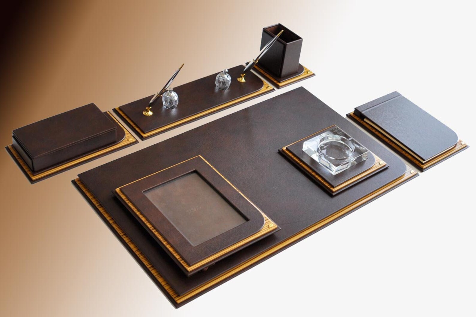 Handmade Leather & Wood Desk Set: Luxury Office Decor.76040 - Etsy