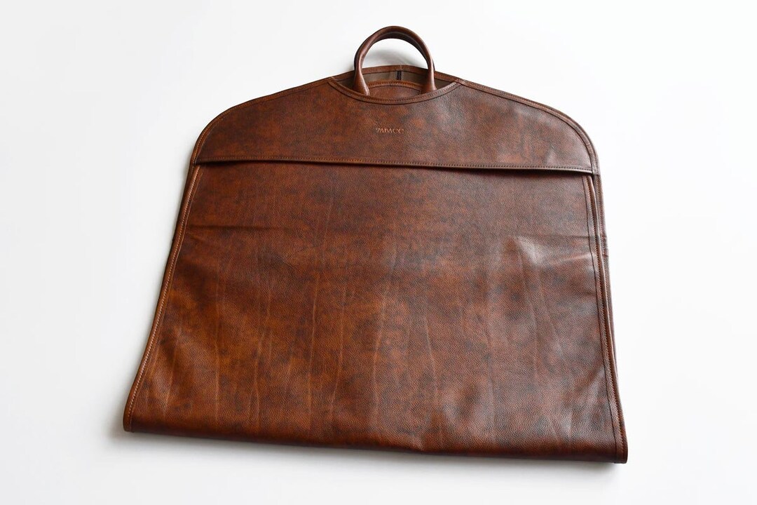 Leather Suit Carrier / Leather Garment Bag Brown / Travel Garment Bag