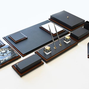 Handmade Leather Desk Set: Luxury Office Decor