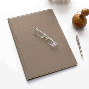Lederen Portfolio Grijs voor mannen en vrouwen, Lederen Organisator, Business Organizer, Kerstcadeau, Klassieke Documentenmap Italiaans -20601