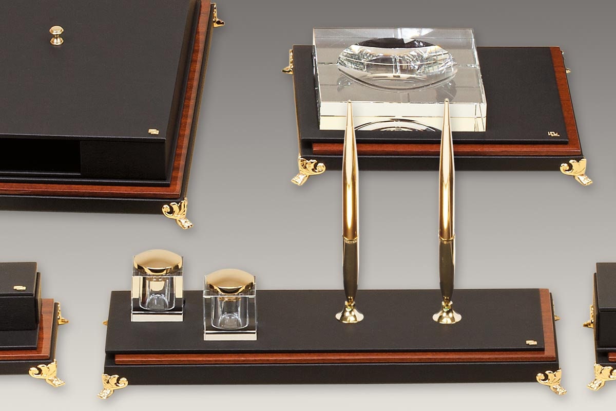 Leather and Wooden Deskset / Luxury Leather Desk Set/ Genuine Etsy UK