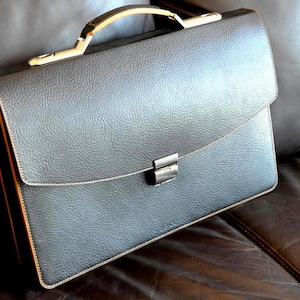 Brown Leather Briefcase: Handmade Italian Calfskin Lawyers Bag