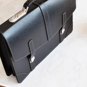 Leather Briefcase Men and women BLACK, Leather Satchel, Lawyers Bag, Classic  Handmade Briefcase ,BUSINESS BRIEFCASE, italian Leather- 22219