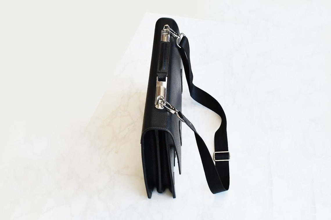 Leather Briefcase Men and Women BLACK, Leather Satchel, Lawyers Bag