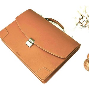 Handcrafted Italian Leather Briefcase: Camel Brown Lawyers Bag