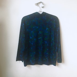 VINTAGE GALERIE LAFAYETTE Bedruckt mit Abstrakten Mustern Mockneck Langarm Bluse