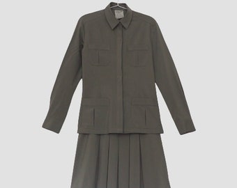 IRIE WASH - Khaki Safari Vest and Pleated Skirt Set