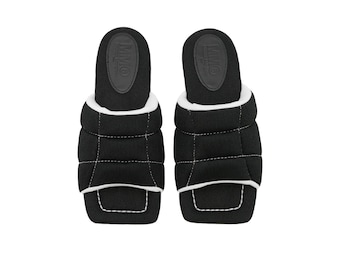 MM6 MARTIN MARGIELA - Sandalias acolchadas en blanco y negro Clinique en negro