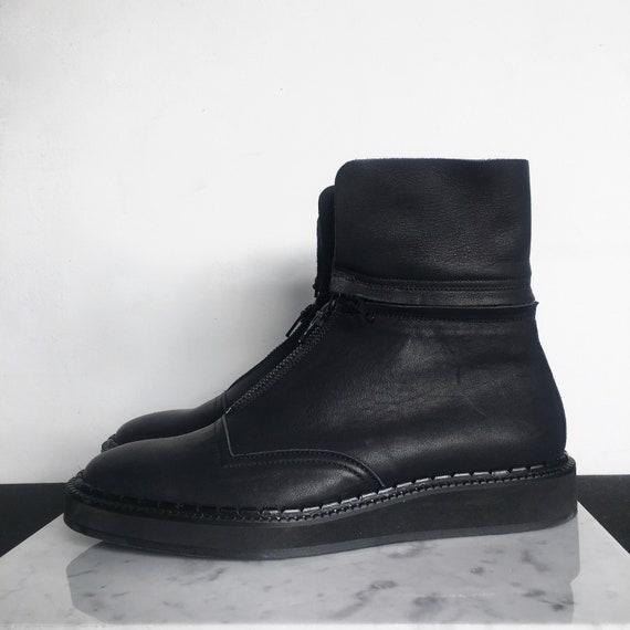 YOHJI YAMAMOTO - Black Leather Derby / Ankle Boots - Gem