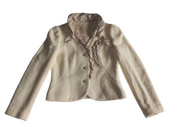 Hiroko Koshino - Blazer color crema con dettagli a volant