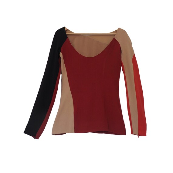 SONIA RYKIEL - Beige, Burgundy, Orange Asymmetric… - image 2