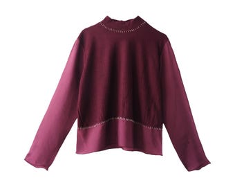 TSUMORI CHISATO - licht versierde bordeauxrode trui met archief