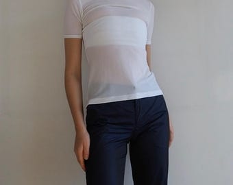 Yohji Yamamoto Y's - Maglia a collo alto in rete bianca Archive