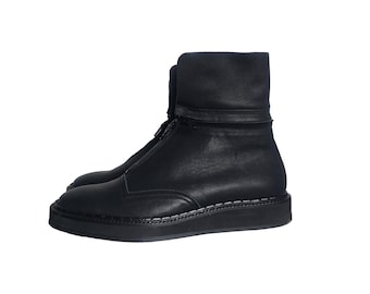 YOHJI YAMAMOTO - Rare Modular Black Leather Derby / Ankle Boots