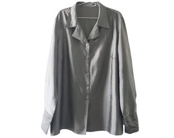 Unbranded - 90&#39;s Silver Metallic Oversized Collared Shirt