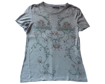 ALEXANDER McQUEEN - T-shirt met bloemen- en schedelprint