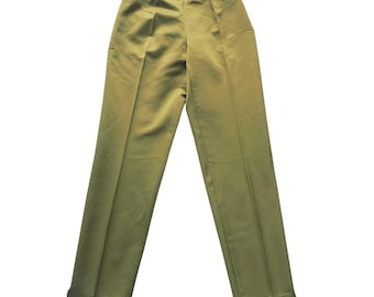 Balmain - Zeer zeldzame jaren 90 archief iriserende mosgroene zijden broek