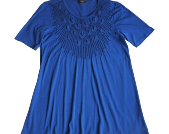 Hiroko Koshino - Camiseta azul de archivo con detalles bordados en relieve