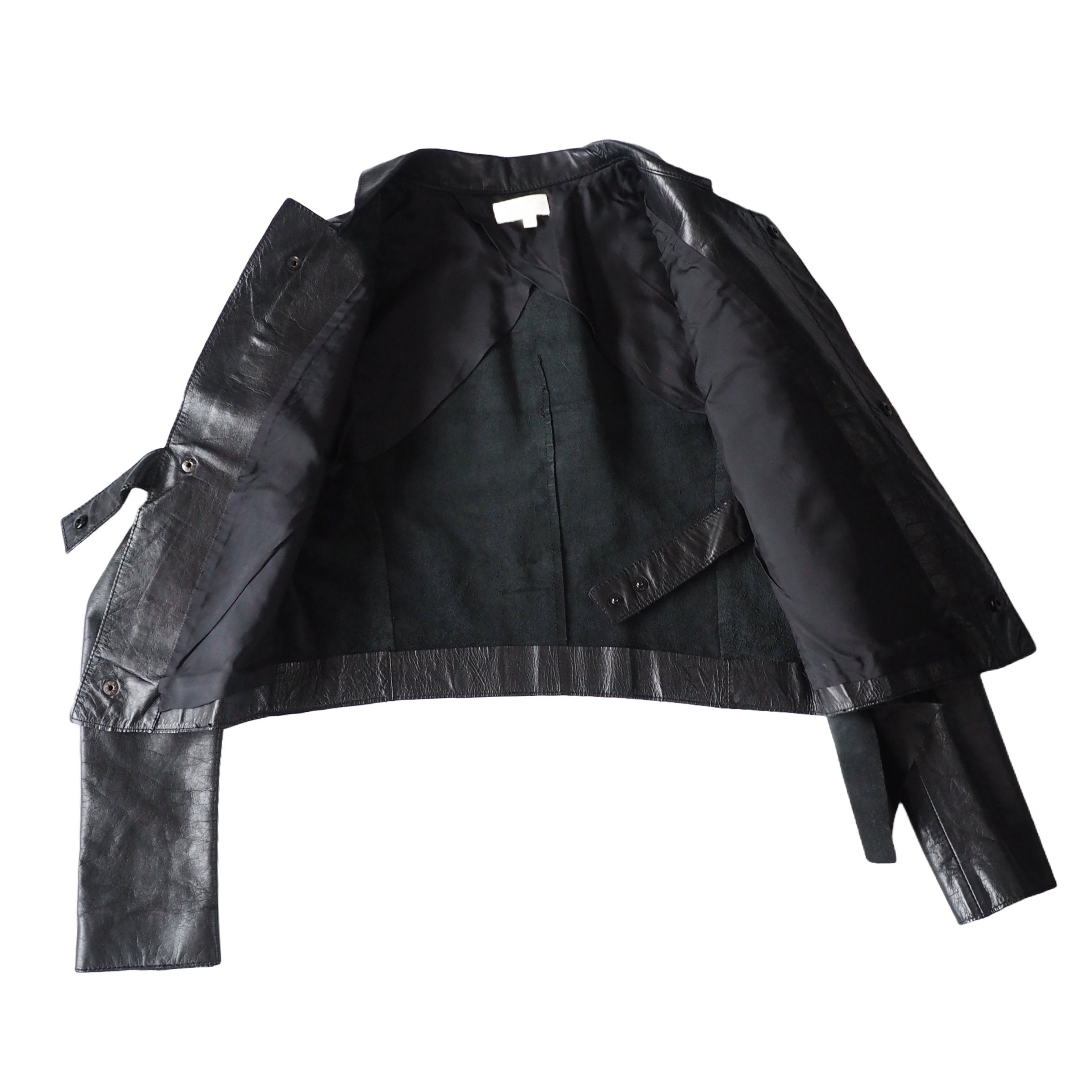 HELMUT LANG - Archive Black Asymmetrical Layered Leather HELMUT LANG - Archive Black Asymmetrical Layered Leather
