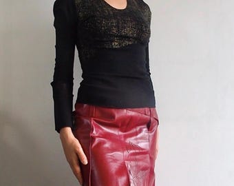 ISSEY MIYAKE - T-shirts à manches longues noirs Archive met details scintillants dorés