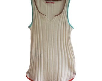 STEFANEL - Crème gebreide tanktop van gemengde zijde