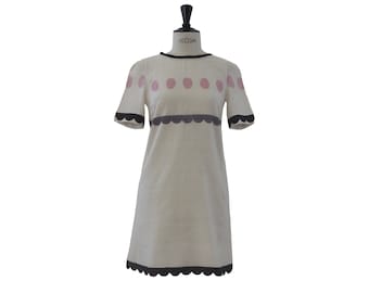 THIERRY COLSON - Vestido midi con corsé y cuello redondo plisado