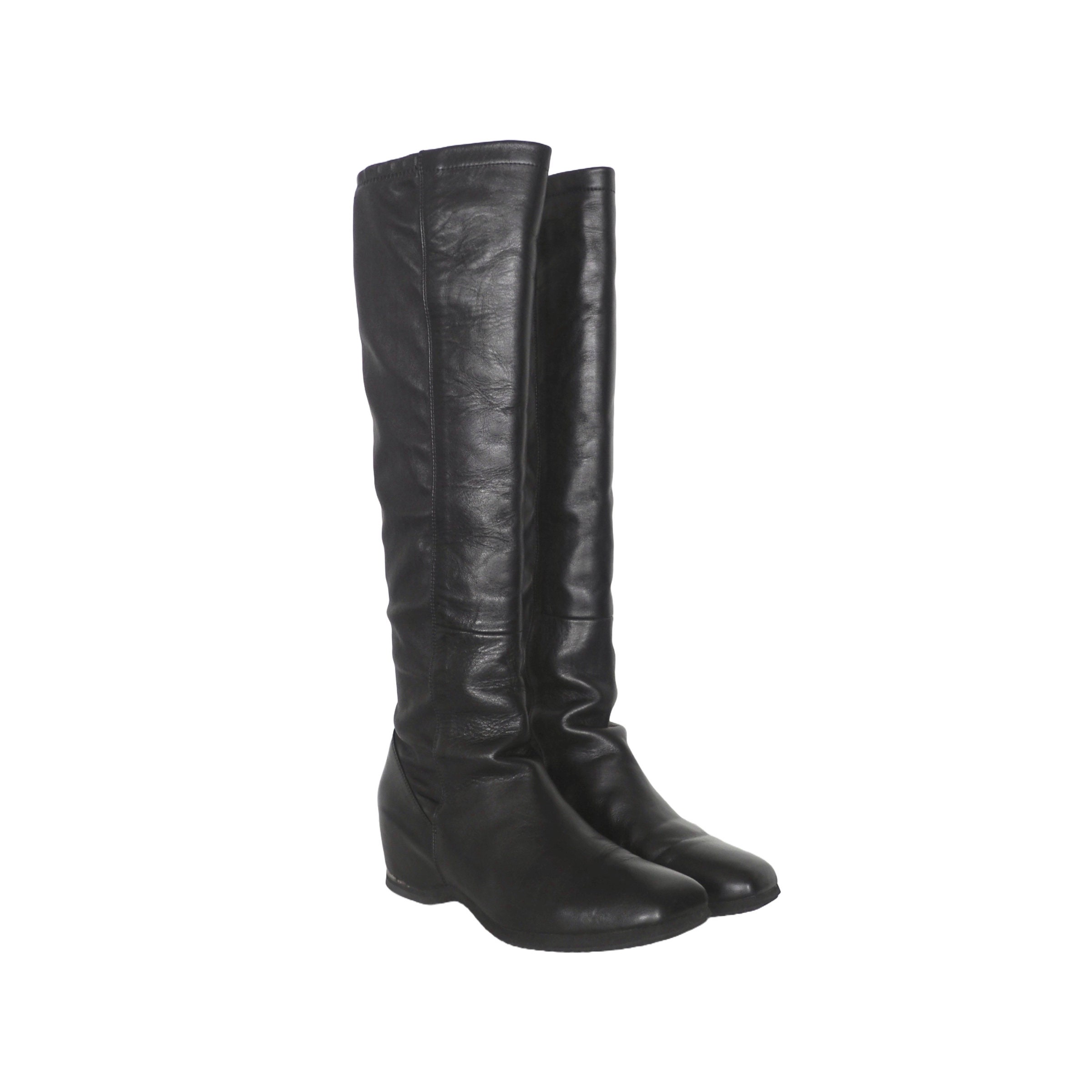 靴 issey miyake archive boots shoes ISSEY MIYAKE - Rare Archive Knee High Black Platforms Square