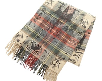 Hysteric Glamour - Archive John Scott-sjaal met Schotse ruit en lamswol en print