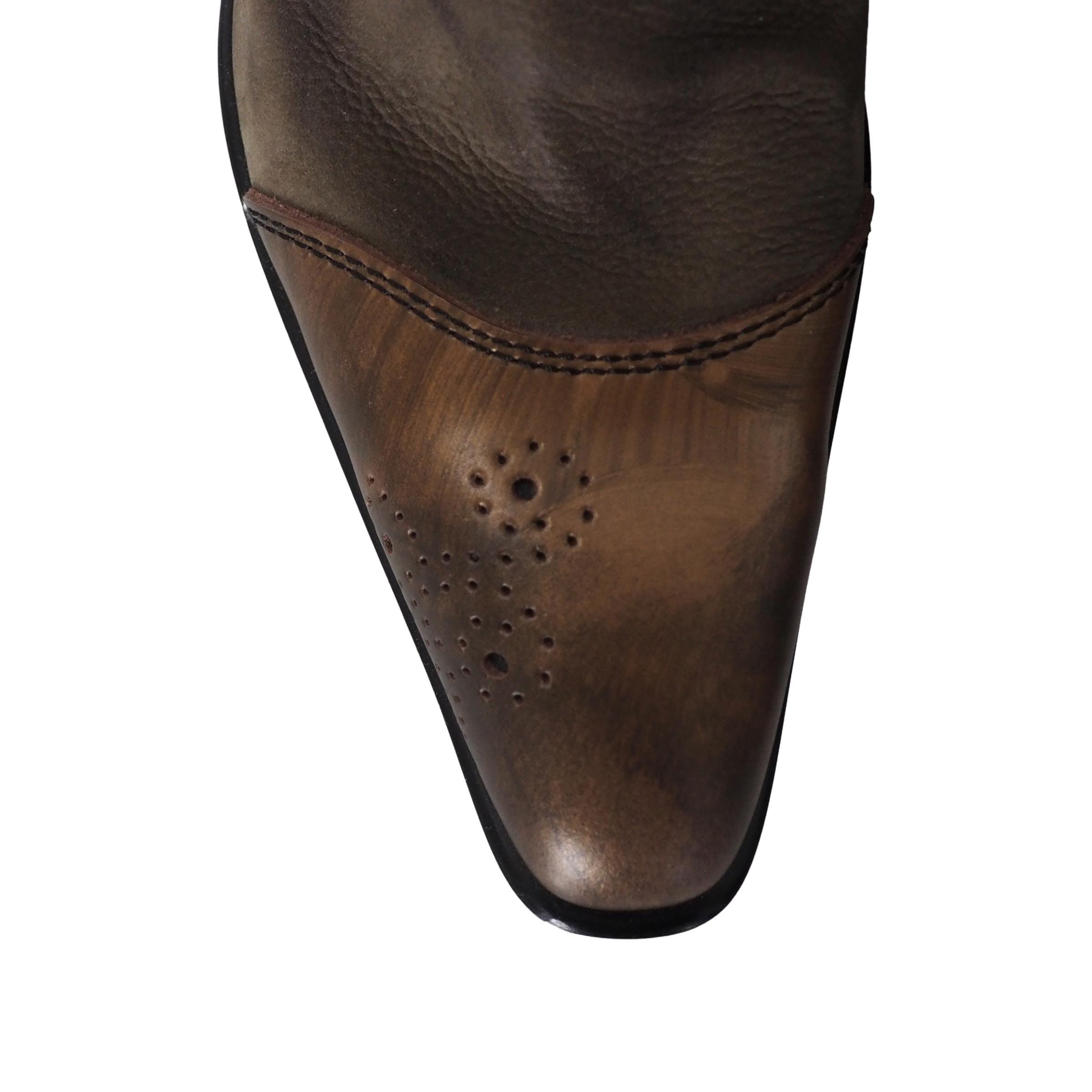 Tornado Mart - Japanese Bicolored Khaki and Bronze Leather Ankle