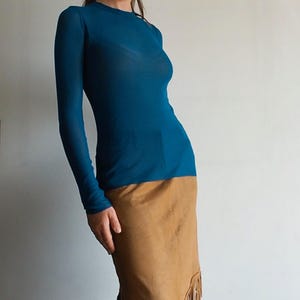 JEAN-PAUL GAULTIER - 90’s Archive Maille Turquoise Mesh Long Sleeves Top