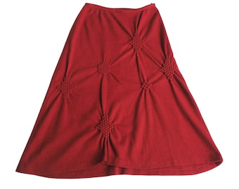 Tabasa - Deep Red Angora Wool Skirt with Bubble Details