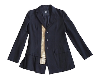 Y's YOHJI YAMAMOTO - Wool Blazer with Gold and Pleated Details