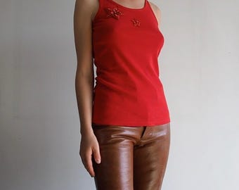 Fornarina - rode rode tanktop met sterrenkraaltjes