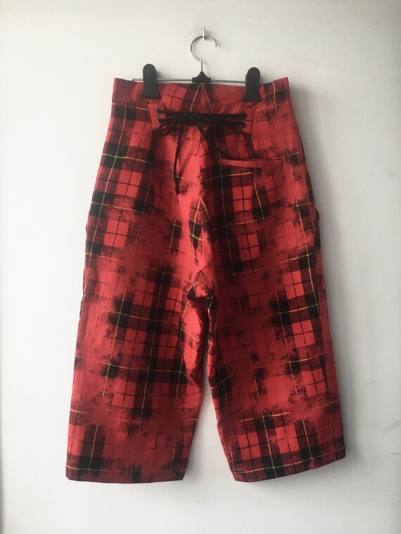 Y'S YOHJI YAMAMOTO - Plaid Cropped Wool Trousers