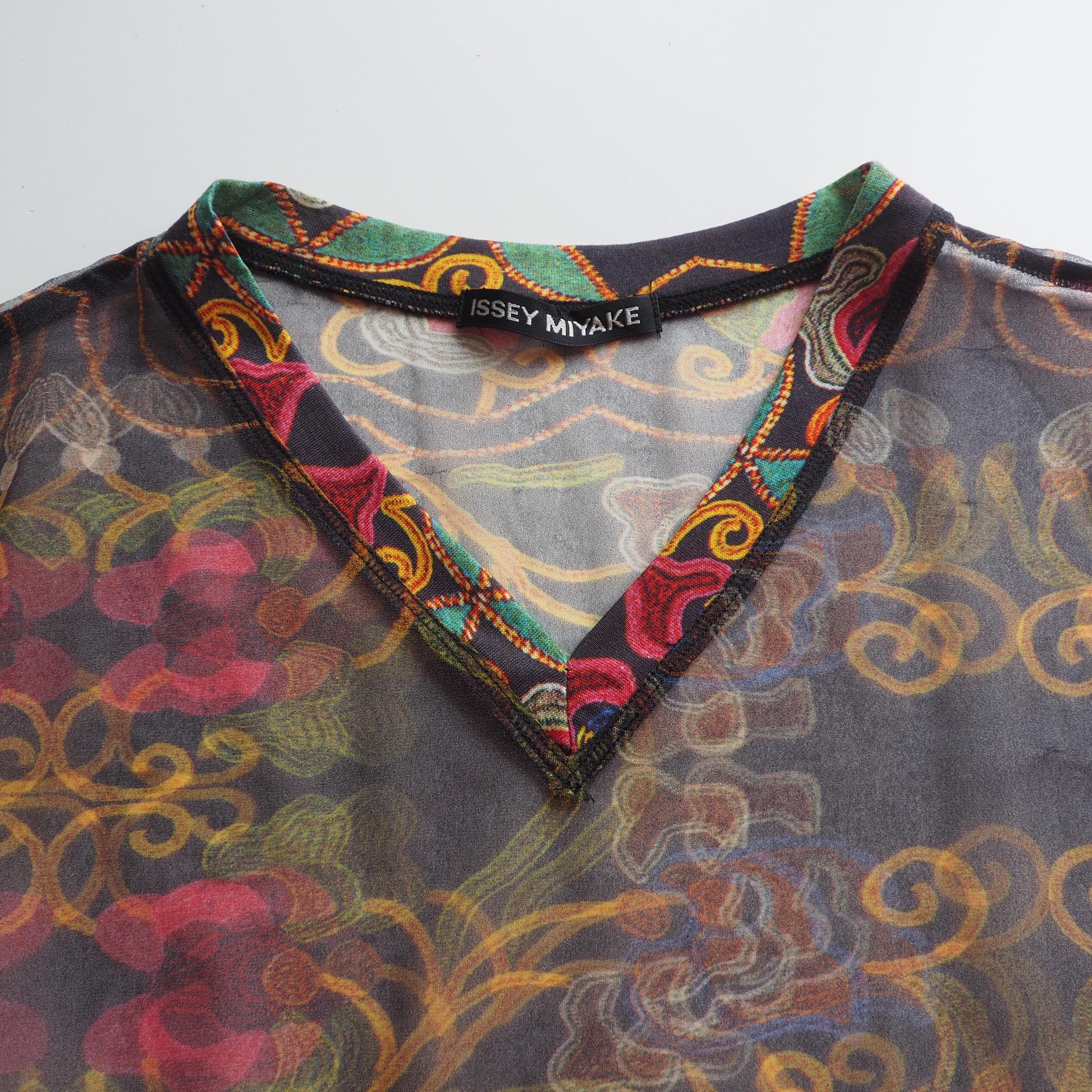 Issey Miyake - Rare Archive Printed Mesh Tattoo V Neck T-shirt - Etsy