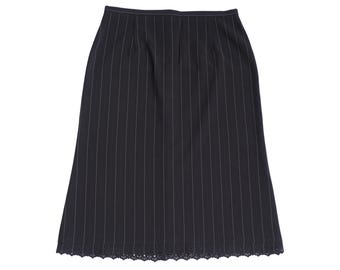 Georges Rech - Archive Navy Striped Midi Skirt with Floral Laser Cut Details