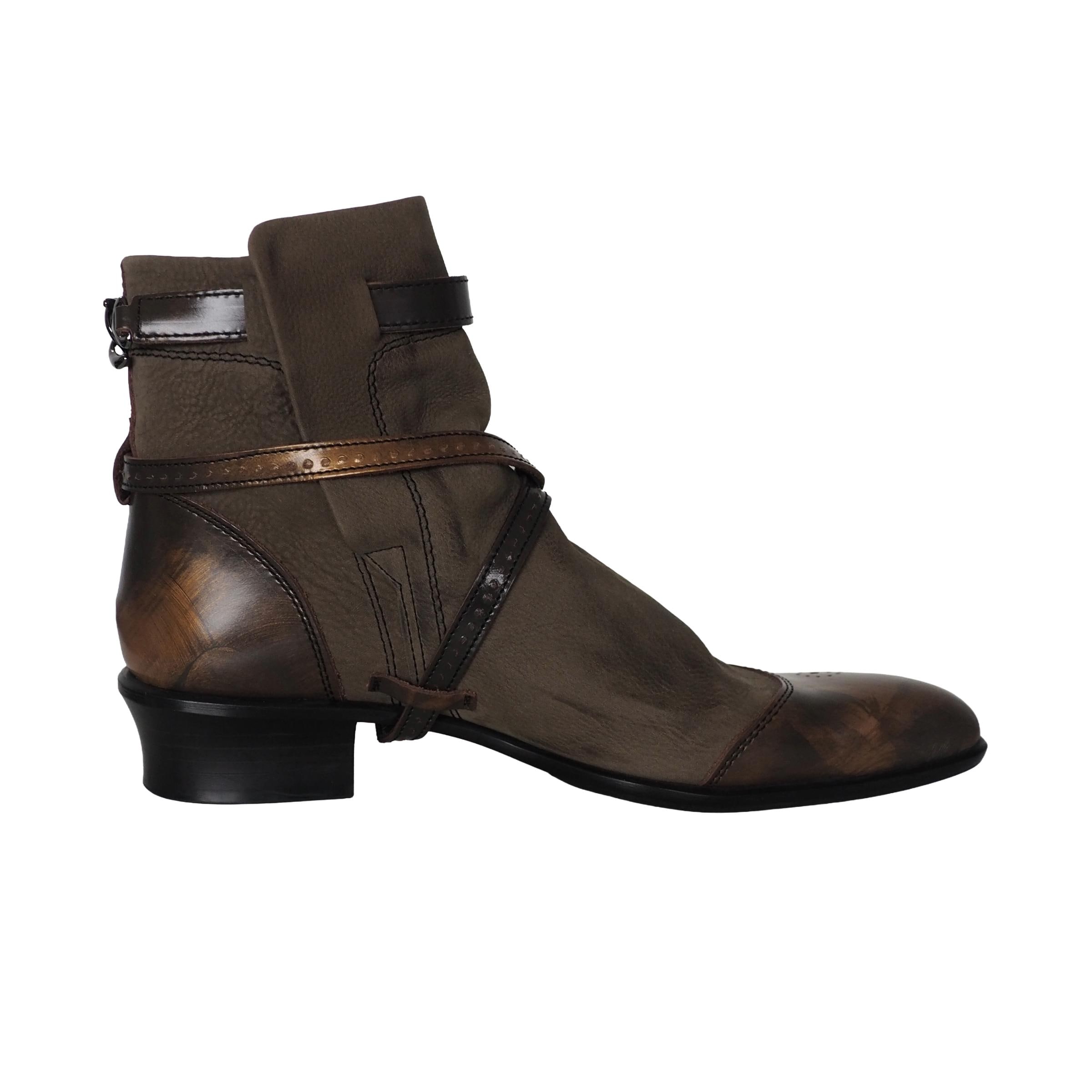 Tornado Mart - Japanese Bicolored Khaki and Bronze Leather Ankle