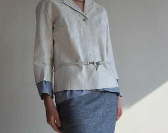 Marithé+François Girbaud - Archive White Leather Blazer