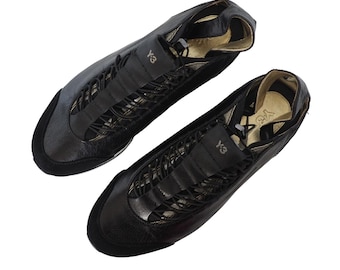 Y-3 Yohji Yamamoto - Zapatillas de charol con recortes negros y dorados de archivo raro