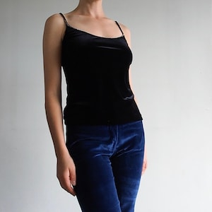 La Perla - Archive Black Velvet Cami Top with Rhinestones Details