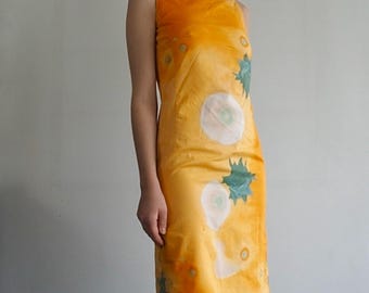 Extē - Abito midi arancione stampato da archivio