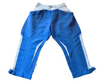 ISSEY MIYAKE - Zeldzaam archief, uniseks blauw-witte capri met prachtige geribbelde details