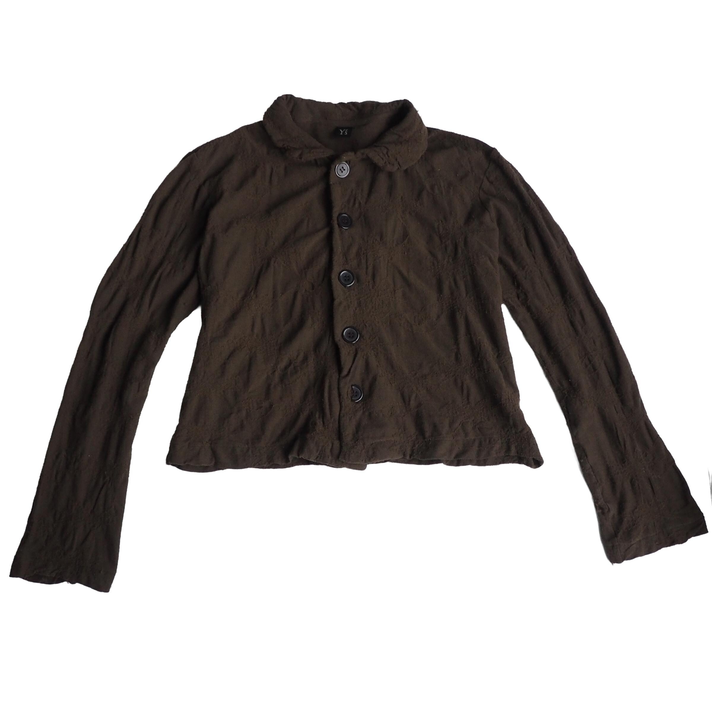 Yohji Yamamoto - Archive Khaki Cardigan With Embroidered Gathered 