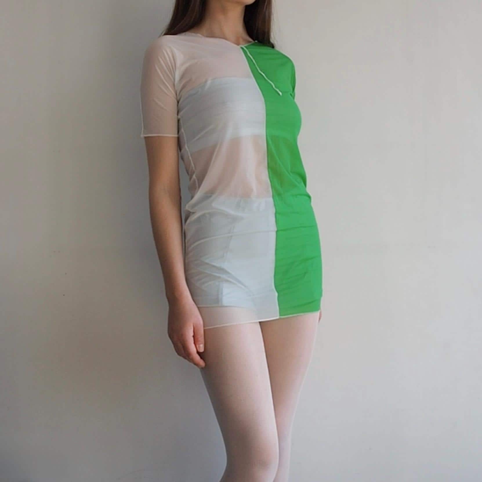 Yohji Yamamoto - Archive Bitonal White and Green Mesh Tunic - Etsy