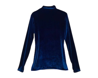 Handgemaakte turquoise iriserende fluwelen coltrui