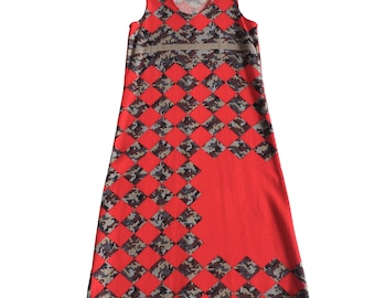 Comme des Garçons - Raro archivio 2003 Maxi abito rosso in lana a quadri